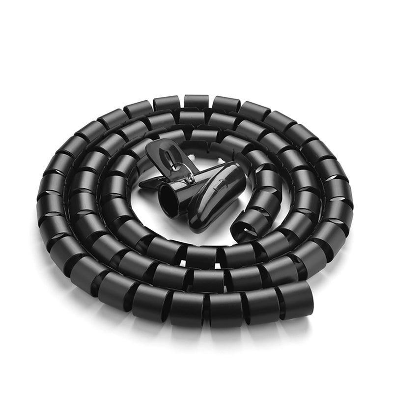 Reliancer 10FT Cable Management Sleeve EZ Cord Bundler 1" Diameter w/Zip Clip Zipper Wire Wrap Cord Organizer Cable Tube Hider Flexible & Expandable Home & Office Wire Concealer for PC TV Computer Cinema - Image 1
